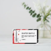 Rock Star Diaper Raffle Ticket | Rood en zwart Bab Informatiekaartje (Staand voorkant)
