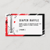 Rock Star Diaper Raffle Ticket | Rood en zwart Bab Informatiekaartje (Voorkant)