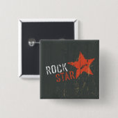 Rock Star Distressed Grunge Red Star Vierkante Button 5,1 Cm (Voorkant /achterkant)