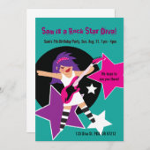 Rock Star Diva Birthday Invites Kaart (Voorkant / Achterkant)