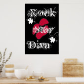 "Rock Star Diva in Black" Poster (Keuken)