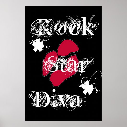 "Rock Star Diva in Black" Poster (Voorkant)