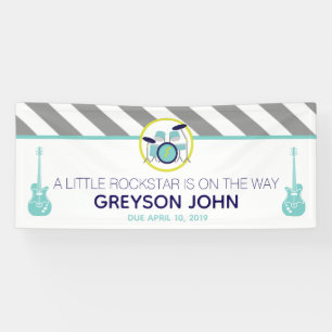 Rock Star Drum Set Rock-a-Bye Baby shower Banner
