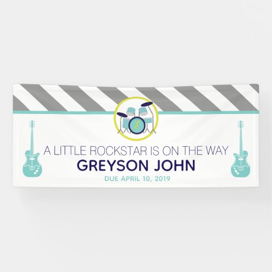 Rock Star Drum Set Rock-a-Bye Baby shower Banner (Horizontaal)