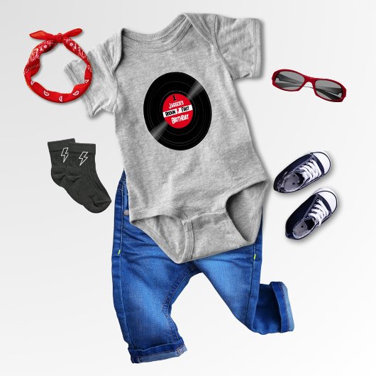Rock Star eerste verjaardag partij Vinyl Record Romper