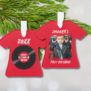 Rock Star Eerste Verjaardag Vinyl Record Rood T-sh Ornament