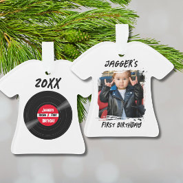 Rock Star First Birthday Record White T-Shirt Ornament
