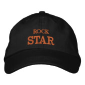 ROCK STAR-geborduurd baseball pet Gold/zwart (Voorkant)