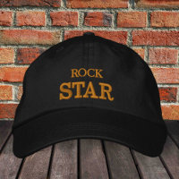 ROCK STAR-geborduurd baseball pet Gold/zwart