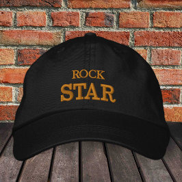 ROCK STAR-geborduurd baseball pet Gold/zwart