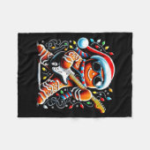 Rock Star Gingerbread Christmas Guitar Lights Men  Fleece Deken (Voorkant (Horizontaal))