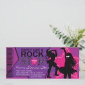 Rock Star Girl Band Birthday Paars Pink Kaart (Staand voorkant)