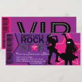 Rock Star Girl Band Birthday Paars Pink Kaart (Voorkant / Achterkant)