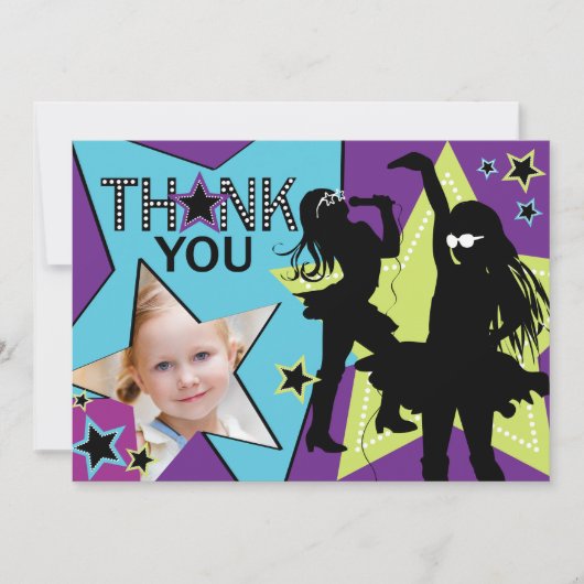 Rock Star Girl Band Hartelijk dank Aqua Green Bedankkaart (Voorkant)