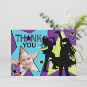 Rock Star Girl Band Hartelijk dank Aqua Green Bedankkaart (Staand voorkant)