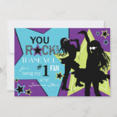 Rock Star Girl Band Hartelijk dank Aqua Green Bedankkaart (Achterkant)