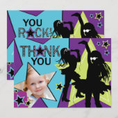 Rock Star Girl Band Hartelijk dank Aqua Green Bedankkaart (Voorkant / Achterkant)