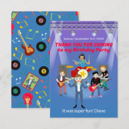 Rock Star Girl Band Verjaardagsfeest Bedankkaart