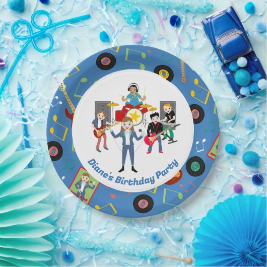 Rock Star Girl Band Verjaardagsfeest Papieren Bordje (Feest)