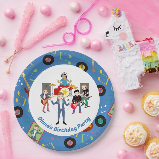 Rock Star Girl Band Verjaardagsfeest Papieren Bordje (Feest)