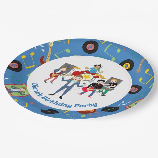 Rock Star Girl Band Verjaardagsfeest Papieren Bordje (Gekanteld)