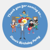 Rock Star Girl Band Verjaardagsfeest Ronde Sticker (Voorkant)