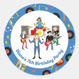 Rock Star Girl Band Verjaardagsfeest Ronde Sticker