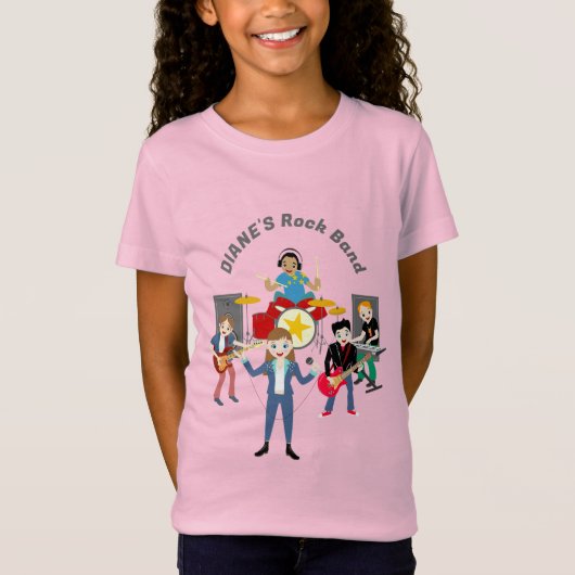 Rock Star Girl Band Verjaardagsfeest T-shirt (Voorkant)