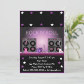 Rock Star Girl Birthday Invitation Kaart (Staand voorkant)