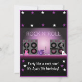 Rock Star Girl Birthday Invitation Kaart (Achterkant)