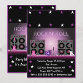 Rock Star Girl Birthday Invitation Kaart (Voorkant / Achterkant)