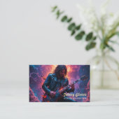 Rock Star gitaar instructeur Visitekaartje (Staand voorkant)