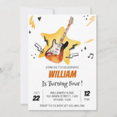 Rock Star Gitaar Rock and Roll Uitnodiging voor ve (Voorkant)