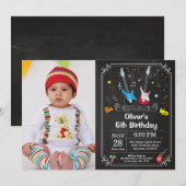 Rock Star Gitaar Verjaardag Uitnodiging Music Boy (Voorkant / Achterkant)