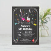 Rock Star Gitaar Verjaardag Uitnodiging Muziek Mei (Staand voorkant)