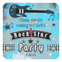 Rock Star Gitaar Verjaardagsfeest Favor Stickers