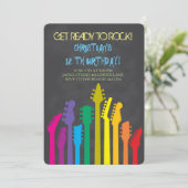 Rock Star Gitaar Verjaardagsfeest Uitnodigingen (Staand voorkant)