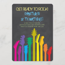 Rock Star Gitaar Verjaardagsfeest Uitnodigingen