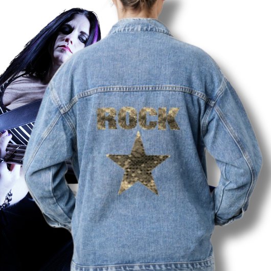 Rock Star Gold Letters Blauw Denim Jacket