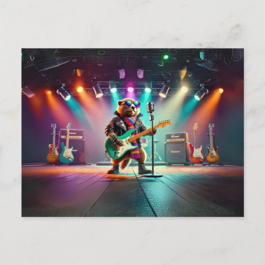 Rock Star Groundhog Briefkaart (Voorkant)