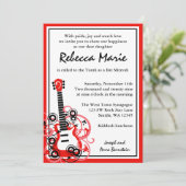 Rock Star Guitar Bat Mitzvah Red en Black Kaart (Staand voorkant)