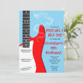 Rock Star Guitar Birthday-uitnodigingen Kaart (Staand voorkant)