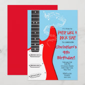 Rock Star Guitar Birthday-uitnodigingen Kaart (Voorkant / Achterkant)