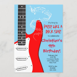 Rock Star Guitar Birthday-uitnodigingen Kaart