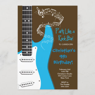 Rock Star Guitar Birthday-uitnodigingen Kaart