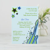 Rock Star Guitar Boy Baby Shower Invitations Kaart (Staand voorkant)
