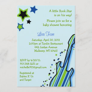 Rock Star Guitar Boy Baby Shower Invitations Kaart