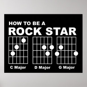 Rock Star Guitar Chords Funny Print Poster Humor