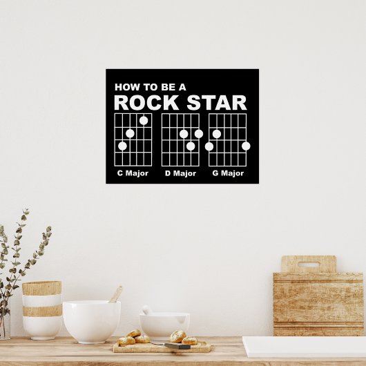 Rock Star Guitar Chords Funny Print Poster Humor (Keuken)