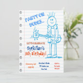 Rock Star Guitar Doodle Verjaardag Uitnodiging (Staand voorkant)